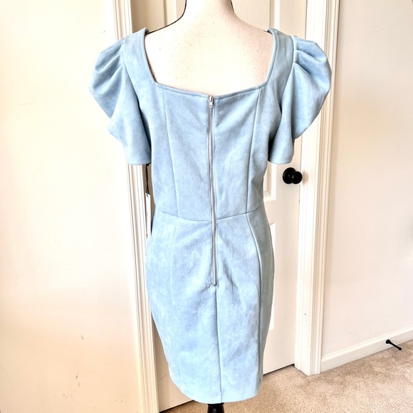 NWT HAUTE MONDE Velvet-Like Pleated Puff Shoulder Sheath Dress—SZ. XL - Picture 4 of 10